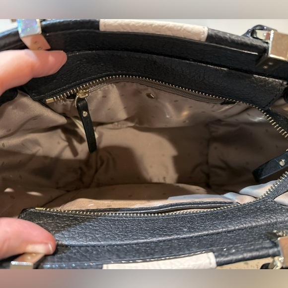 Kate Spade Mini Black & Cream Pebble Leather Small Satchel Shoulder Handbag - Picture 10 of 11